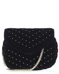 Topshop Embellished Velvet Crossbody Bag Black