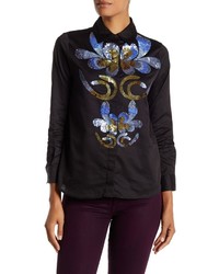 Cynthia Rowley Embellished Button Front Shirt