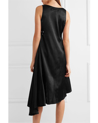 MM6 MAISON MARGIELA Convertible Asymmetric Embellished Satin Twill Dress Black