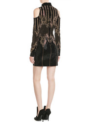 Balmain Embellished Dress With Cut Out Shoulders