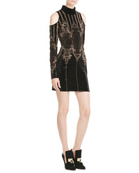 Balmain Embellished Dress With Cut Out Shoulders
