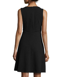 Neiman Marcus Embellished Neck Sleeveless Dress Black