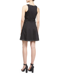 Parker Flynn Grommet Embellished Mini Dress Black