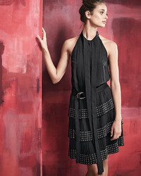 Michael Kors Michl Kors Collection Sleeveless Dress Wgrommet Embellished Skirt Black