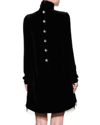 Dolce & Gabbana Mock Neck Embellished Chandelier Dress Black