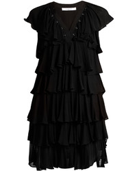 Givenchy Ruffle Trimmed Eyelet Embellished Crepe Dress