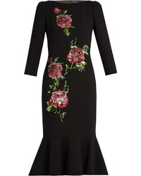 Dolce & Gabbana Sequin Embellished Wool Crepe Dress
