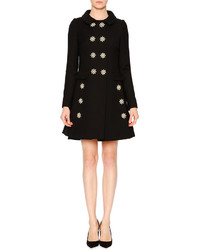 Dolce & Gabbana Sleeveless Embellished Daisy Dress Black