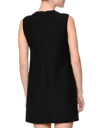 Valentino Sleeveless Jewel Neck Embellished Mini Dress Black