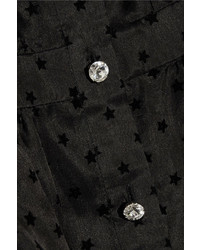 Gucci Bow Embellished Flocked Silk Organza Gown Black