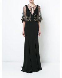 Marchesa Notte Embellished Cape Gown