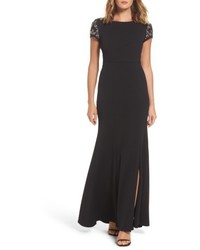 Adrianna Papell Embellished Crepe Gown