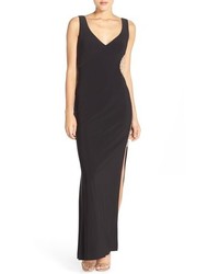 JS Collections Embellished Illusion Back Jersey Gown