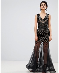 Forever Unique Embellished Maxi Dress With Sheer Skirt