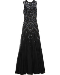 Needle & Thread Embellished Tulle Gown Black