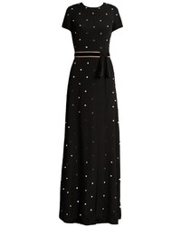 No.21 No 21 Mirror Embellished Short Sleeved Crepe Gown