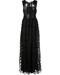 Marchesa Notte Embellished Sheer Panel Gown