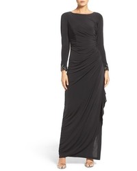 Adrianna Papell Petite Embellished Ruched Jersey Gown