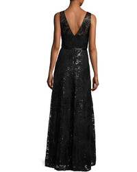 Karl Lagerfeld Sequin Embellished Swing Gown Black