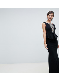 City Goddess Tall Structured Peplum Maxi Dress With Embellished Detail