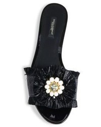 Dolce & Gabbana Beaded Raffia Embellished Slides