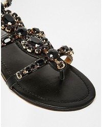Forever Unique Calipso Embellished Flat Sandals