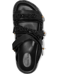 Simone Rocha Embellished Glossed Leather Slides Black