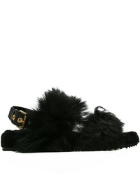 Car Shoe Fur Embellished Slider Sandals