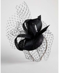 Vixen Sequin Beret With Sinamay Trim And Veiling In Black