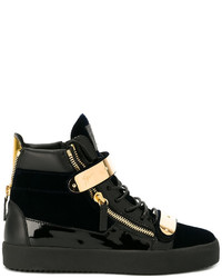 Black Embellished High Top Sneakers