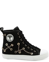 Moschino Chain Embellished Hi Top Sneakers
