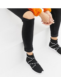ASOS DESIGN Wide Fit Decorate Embellished Sock Trainers