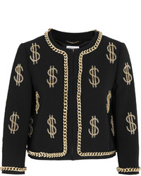 Moschino Dollar Sign Chain Embellished Crepe Jacket