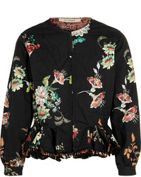 Etro Reversible Embellished Floral Print Cotton Jacket Black