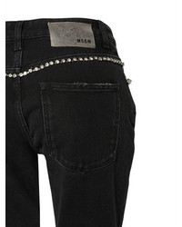 MSGM Embellished Denim Jeans With Ruffled Hem
