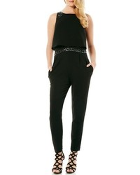 Laundry by Shelli Segal Embellished Crepe Popover Jumpsuit
