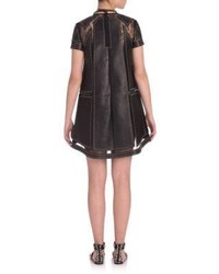 Valentino Embellished Leather Lace Dress