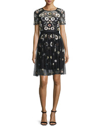 Needle & Thread Woodland Embellished Lace Dress Black