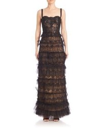 Marchesa Embellished Lace Bustier Column Gown
