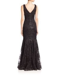 David Meister Embellished Lace Mermaid Gown
