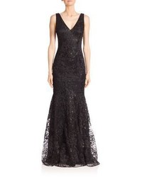 David Meister Embellished Lace Mermaid Gown