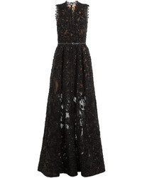 Elie Saab Sequin Embellished Floor Length Gown With Lace