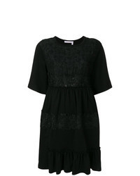 Black Embellished Lace Fit and Flare Dress