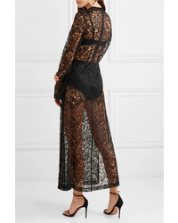 Alessandra Rich Crystal Embellished Lace Maxi Dress