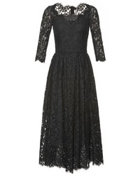 Black Embellished Lace Midi Dress