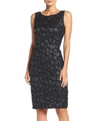 Black Embellished Lace Sheath Dress
