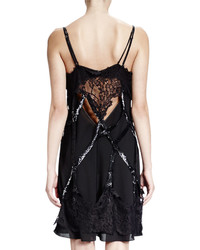 Givenchy Sleeveless Embellished Cage Sheath Dress Black