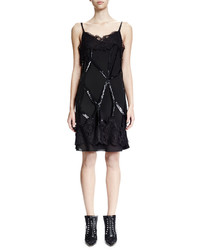 Givenchy Sleeveless Embellished Cage Sheath Dress Black