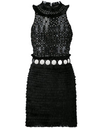 Black Embellished Lace Shift Dress