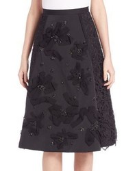 Black Embellished Lace Skirt